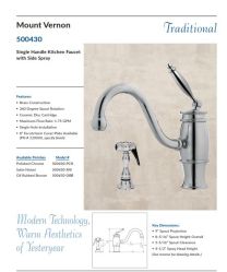 CONCINITTY,  500430-ORB, MOUNT VERNON TRADITIONAL SINGLE HANDLE KITCHEN FAUCET, OIL RUBBED BRONZE