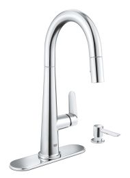 GROHE VELETTO 1.8 GPM SINGLE-HANDLE PULL-DOWN KITCHEN FAUCET, STARLIGHT CHROME -DISCONTINUED