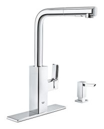 GROHE TALLINN 1.8 GPM SINGLE HANDLE PULL-OUT KITCHEN FAUCET, STARLIGHT CHROME