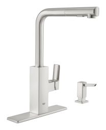 GROHE TALLINN 1.8 GPM SINGLE-HANDLE PULL-OUT KITCHEN FAUCET, SUPERSTEEL INFINITY FINISH