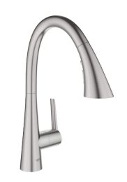 GROHE, 32298DC3, ZEDRA 1.75GPM SINGLE-HANDLE PULL DOWN KITCHEN FAUCET, SUPER STEEL INFINITY FINISH