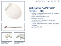 PLUMBING TECHNOLOGIES, 201-00, PLASTIC CLOSED ROUND FRONT TOILET SEAT WITH COVER ECONOMY, WHITE.