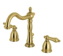 KINGSTON BRASS, KB1977AL, HERITAGETWO-HANDLE 3-HOLE DECK MOUNT WIDESPREAD BATHROOM FAUCET WITH BRASS POP-UP, BRUSHED BRASS 