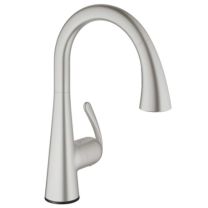GROHE, 30205DC2, 1.75GPM ZEDRA SINGLE-HANDLE PULL DOWN KITCHEN FAUCET TRIPLE SPRAY, SUPERSTEEL - DISCONTINUED