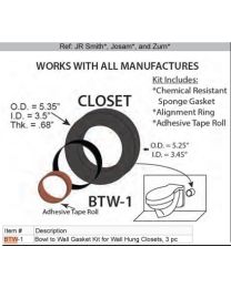 LORDHAL, BTW-1, BOWL TO WALL GASKET KIT FOR WALL HUNG CLOSETS 